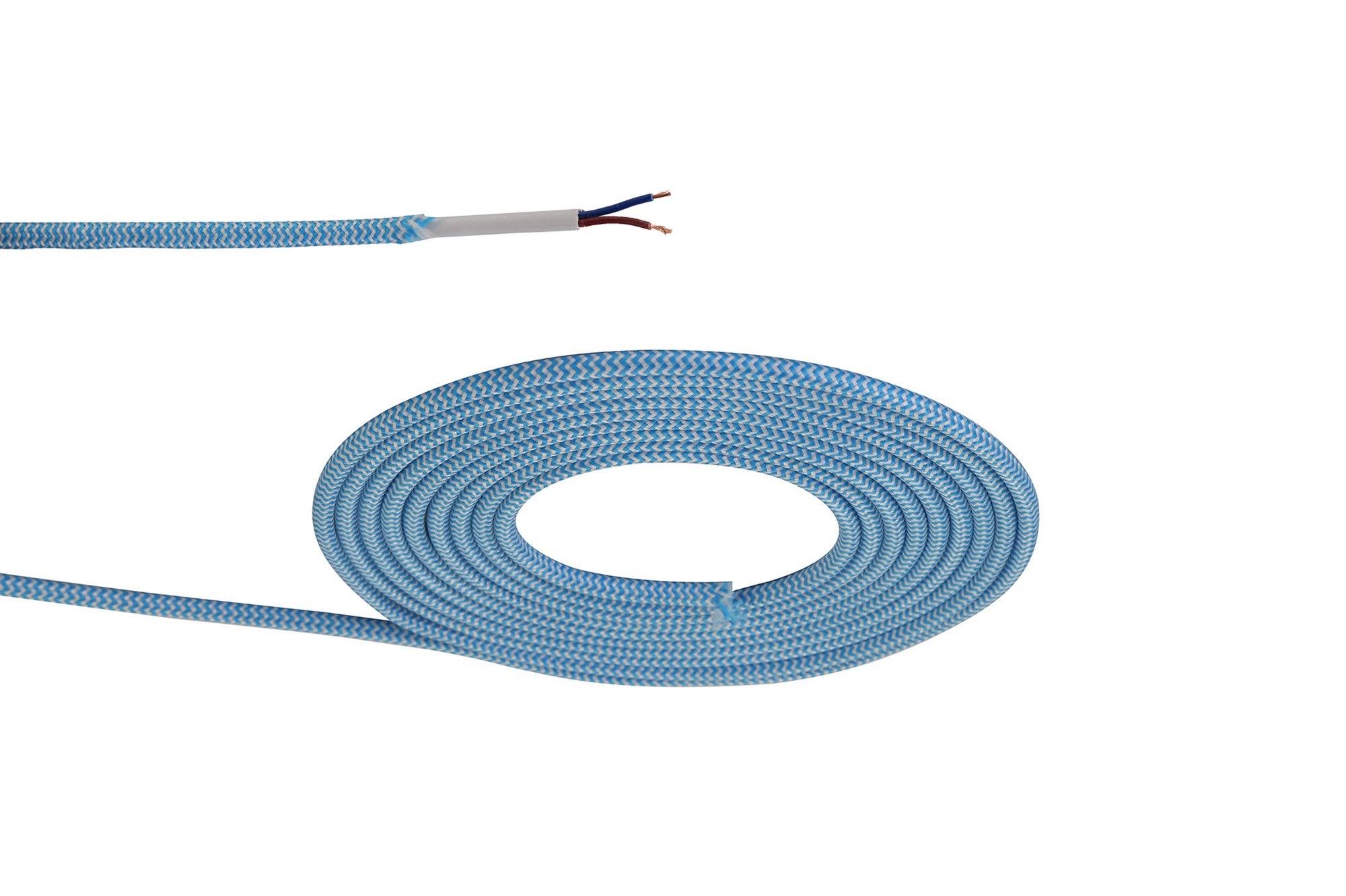 D0534  Cavo 1m Blue/White Braided 2 Core 0.75mm Cable